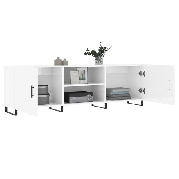 vidaXL TV Cabinet High gloss white Medium Engineered wood & Iron