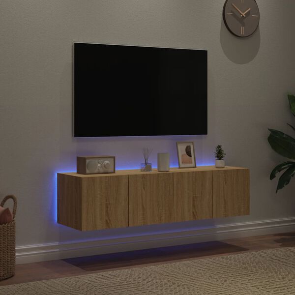 vidaXL TV Wall Cabinet Set of 2 Sonoma Oak Engineered Wood Standard