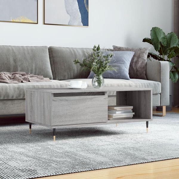 vidaXL Coffee Table Grey Sonoma Engineered wood, metal Medium