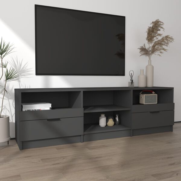 vidaXL TV Cabinet Black Engineered Wood Large TV Cabinet Rectangular