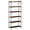 vidaXL Bookcase Smoked Oak Engineered wood, metal 6-Tier Adjustable Feet