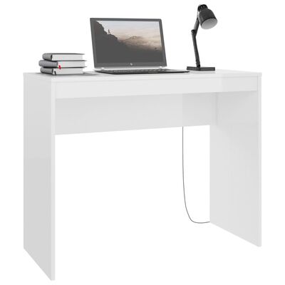 vidaXL Desk High Gloss White 35.4"x15.7"x28.3" Chipboard