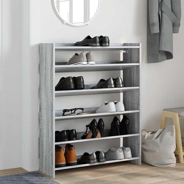 vidaXL Shoe Rack Grey Sonoma Engineered Wood Shoe Rack Rectangular
