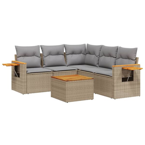 vidaXL Garden Sofa Set Beige PE rattan Modular Outdoor Sofa Set