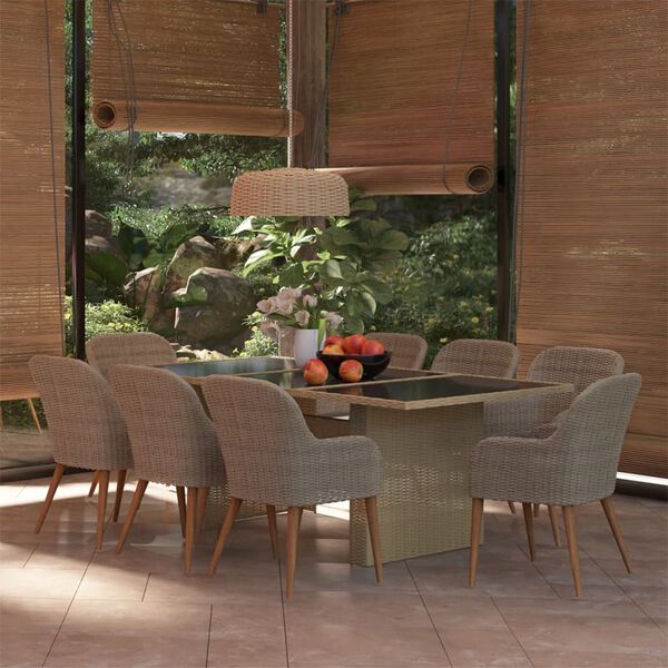 vidaXL Dining Set Brown PE Rattan 78.7 x 39.4 in Seats Many