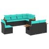 vidaXL Patio Sofa Set Black, Blue