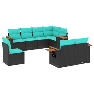 vidaXL Patio Sofa Set Black, Blue