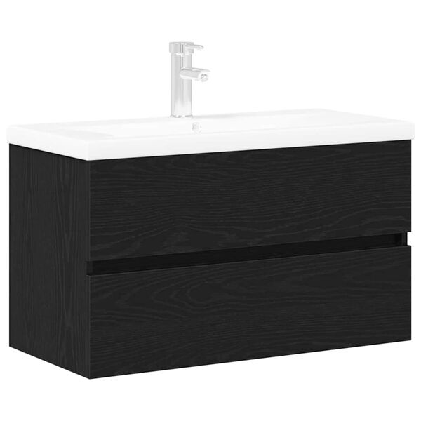 vidaXL Sink Cabinet Black oak 80 x 39 x 62 cm Engineered wood