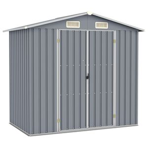 vidaXL Garden Shed Grey Galvanized Steel Large Garden Shed Rectangular