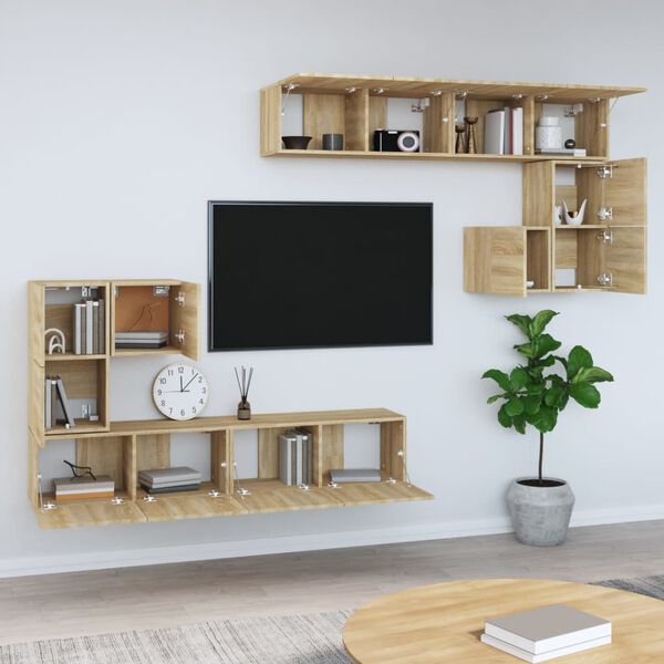 vidaXL Wall-Mounted TV Cabinet Sonoma Oak Engineered Wood Large