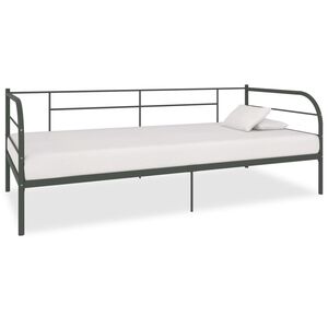 vidaXL Day Bed Frame Gray Metal, plywood and plastic Single