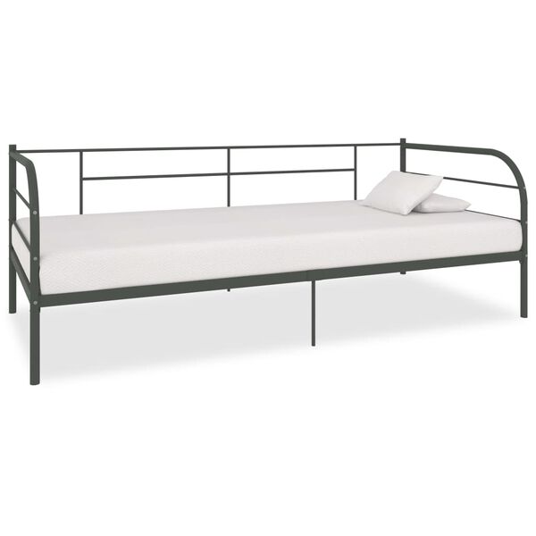 vidaXL Day Bed Frame Gray Metal, plywood and plastic Single