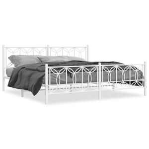 vidaXL Bed Frame White Steel Double Bed Frame Rectangular Modern