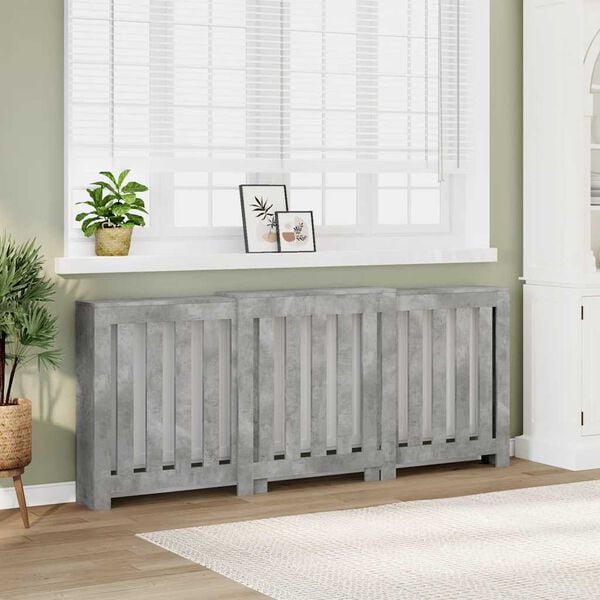 vidaXL Radiator Cover Concrete Grey 80.7x8.5x32.9" Engineered Wood