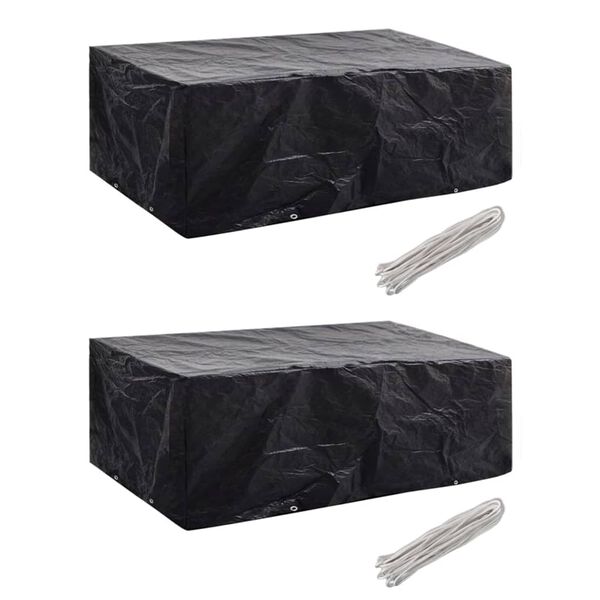 vidaXL Garden Furniture Cover Set of 2 Black Polyethylene