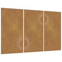 vidaXL Patio Wall Decorations 3 pcs 41.3"x21.7" Corten Steel Sun Design