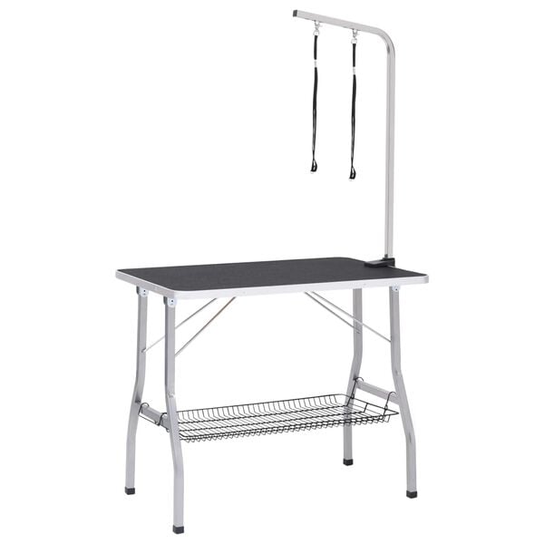 vidaXL Dog Grooming Table Black and Silver
