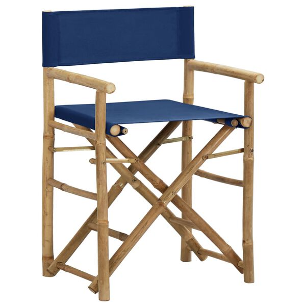 vidaXL Director's Chair Set of 2 Blue Bamboo Standard Foldable