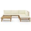 vidaXL Garden Lounge Set Cream white Bamboo Medium Modular