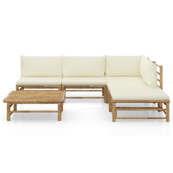 vidaXL Garden Lounge Set Cream white Bamboo Medium Modular