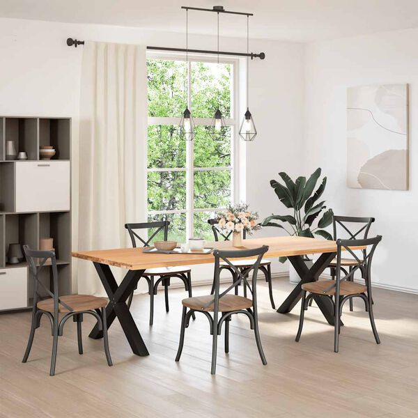 vidaXL Dining Table Leg Set of 2 Black Powder-Coated Steel Medium