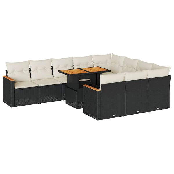 vidaXL Garden Sofa Set Black, Cream White