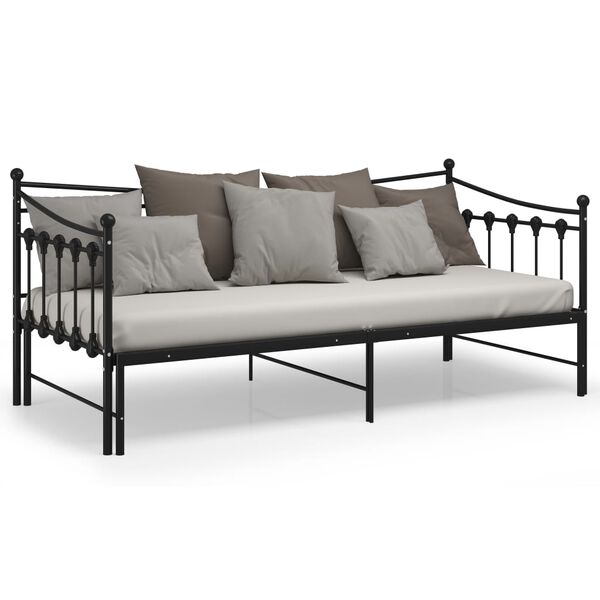 vidaXL Sofa Bed Frame Black Powder-coated metal 35.4x78.7 in
