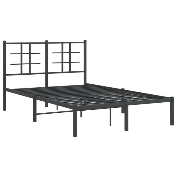vidaXL Bed Frame Black Steel Double Bed Frame Rectangular Modern