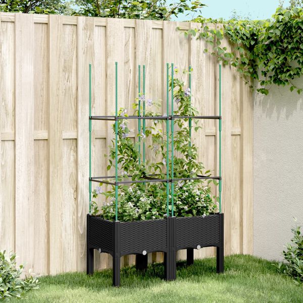 vidaXL Garden Planter Black Polypropylene Medium Garden Planter