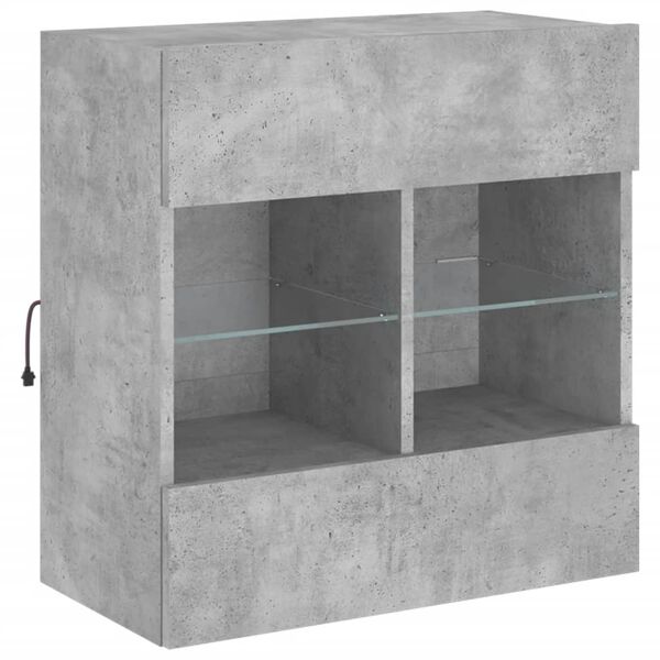 vidaXL TV Wall Cabinet Concrete Grey Engineered Wood and Glass Medium