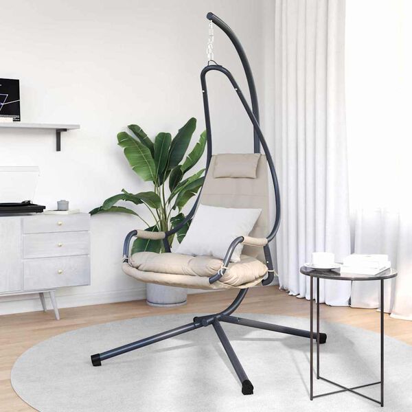vidaXL Hanging Egg Chair Folding Taupe 37.01 x 42.13 x 77.36 in Steel