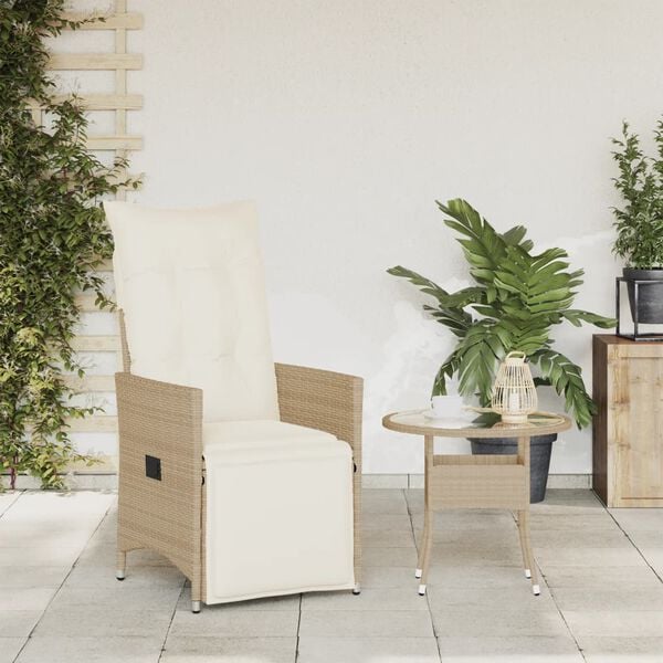 vidaXL Reclining Garden Chair Beige Poly Rattan Single