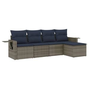 vidaXL 5 Piece Garden Sofa Set with Cushions Grey Poly Rattan