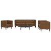 vidaXL 3 Piece Chesterfield Sofa Set Brown Faux Leather