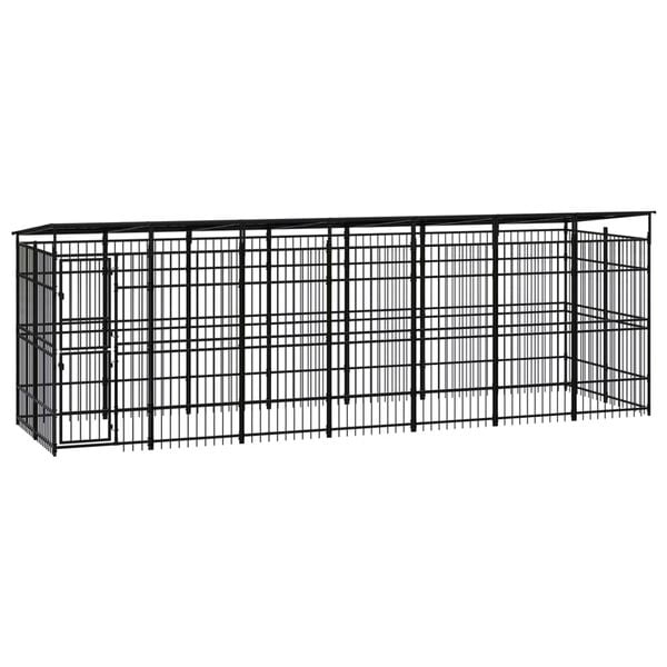 vidaXL Dog Kennel Black Powder-coated steel 139.9 sq ft Dog Kennel