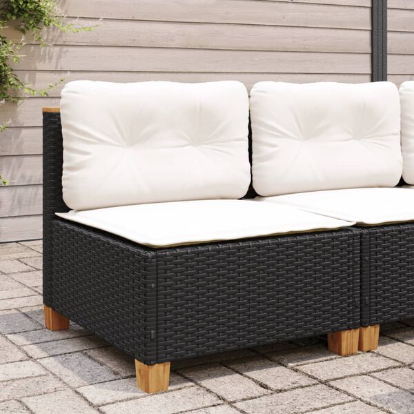 vidaXL Garden Sofa Black and Cream White