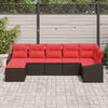 vidaXL Sofa Set with Cushion 7 pcs Brown Synthetic: Poly Rattan