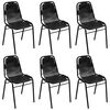 vidaXL Dining Chair Set of 6 Black Real leather and lacquered steel