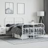 vidaXL Bed Frame White Powder-Coated Steel 47.2x74.8 in Bed Frame