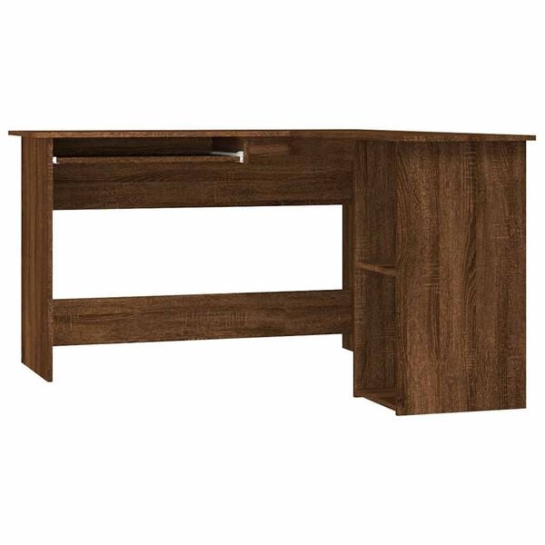 vidaXL Corner Desk Brown Oak Engineered Wood Medium Sliding Components