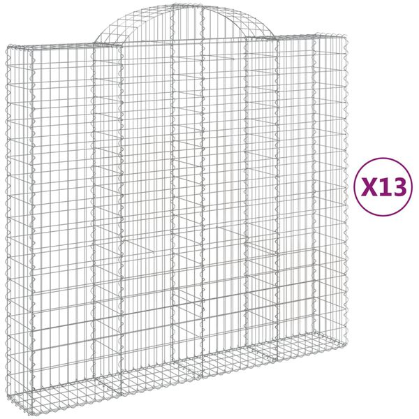 vidaXL Gabion Basket Set of 13 Silver Galvanized Iron Large