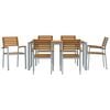vidaXL Garden Dining Set 7 pcs Grey Solid Acacia Wood