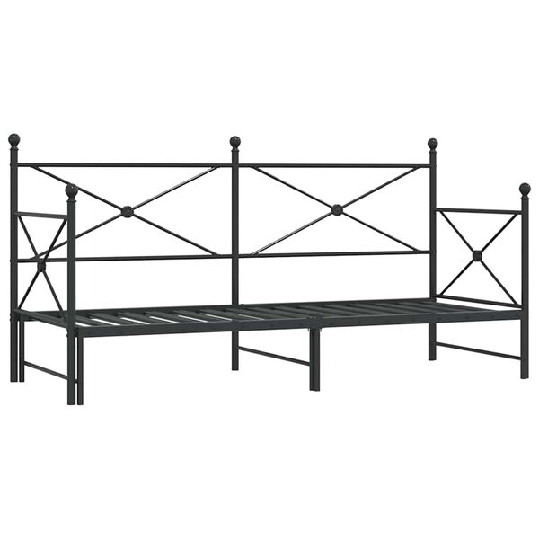 vidaXL Daybed With Trundle Black Steel 35.4 x 78.7 in