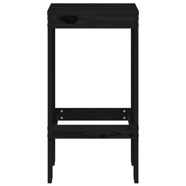 vidaXL Bar Stool Set of 2 Black Solid Pine Wood Standard Footrest