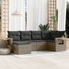 vidaXL Garden Sofa Set Grey PE Rattan 6 Piece Set Adjustable Armrests