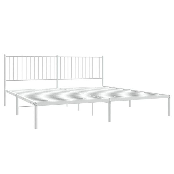 vidaXL Bed Frame White Powder-Coated Steel 76x80 in Bed Frame