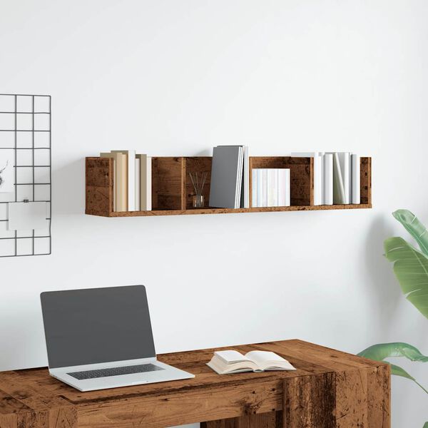 vidaXL Wall Shelf Old wood Engineered wood 39.4 in wide Wall mounting