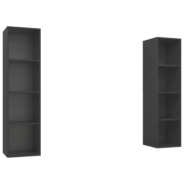 vidaXL TV Cabinet Set of 2 Grey Engineered wood Medium TV Cabinet