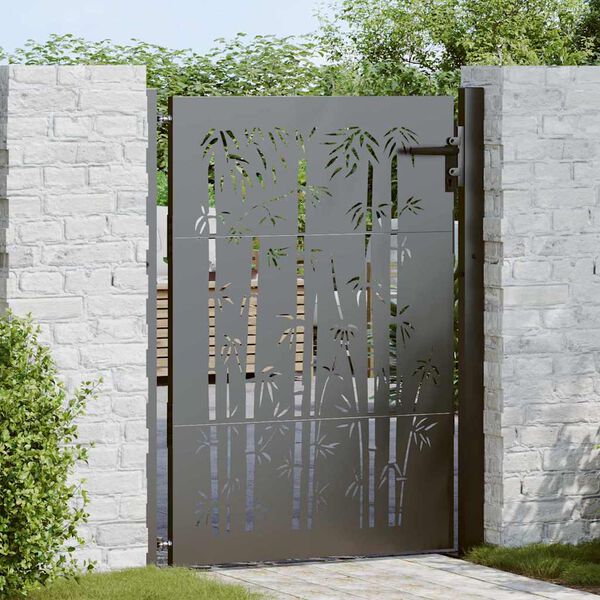 vidaXL Garden Gate 39.4x59.1" Corten Steel Bamboo Design