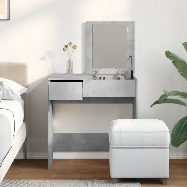 vidaXL Dressing Table Concrete Grey Engineered wood, Glass